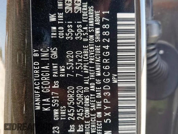 2024 Kia Telluride EX with VIN 5XYP3DGC6RG428871, listed as a Copart auction lot 60155385 with 28,189 mi miles and Salvage title. Bid and sale history available at DreamBid. Image 14.