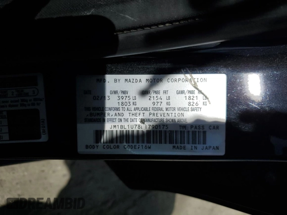 2013 Mazda 3 i Sport z VIN JM1BL1U78D1790175, wystawiony jako Copart lot #57776735 z przebiegiem 148 018 mil mil oraz Szkoda całkowita • Salvage title. Historia ofert i sprzedaży dostępna na DreamBid. Obrazek 12.