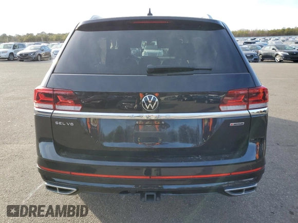 2021 Volkswagen Atlas SEL R-Line with VIN 1V2SR2CA2MC571328, listed as a Copart auction lot 43605135 with 44,290 mi miles and Salvage title. Bid and sale history available at DreamBid. Image 6.