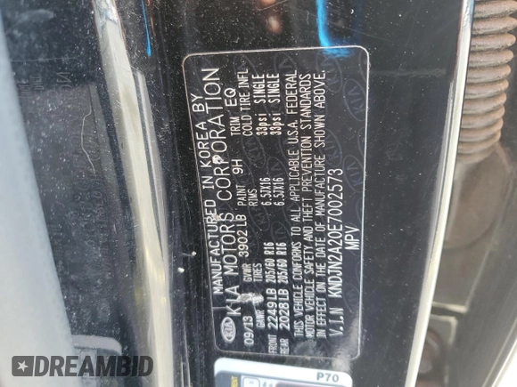 2014 Kia Soul with VIN KNDJN2A20E7002573, listed as a Copart auction lot 53543085 with 106,379 mi miles and Salvage Title. Bid and sale history available at carsss.com. Image 12.