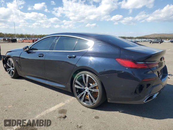 2020 BMW 8 Series M850i with VIN WBAGV8C02LCE34594, listed as a Copart auction lot 50389675 with 37,279 mi miles and Salvage title. Bid and sale history available at DreamBid. Image 2.