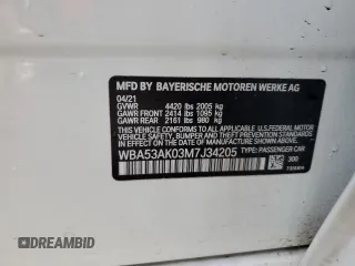 2021 BMW 2 Series 228i with VIN WBA53AK03M7J34205, listed as a Copart auction lot 50323325 with 44,242 mi miles and Salvage Title. Bid and sale history available at DreamBid. Image 13.