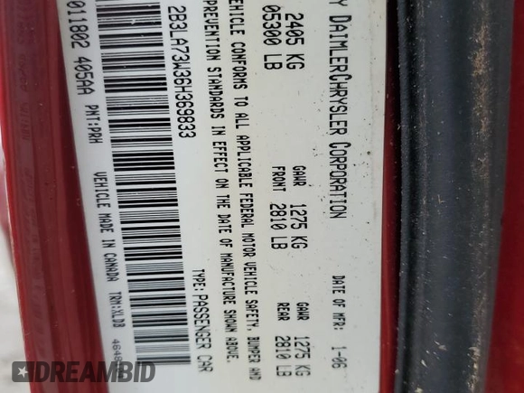 2006 Dodge Charger SRT-8 with VIN 2B3LA73W36H369833, listed as a Copart auction lot 78132814 with 38,623 mi miles and Salvage Title. Bid and sale history available at DreamBid. Image 12.