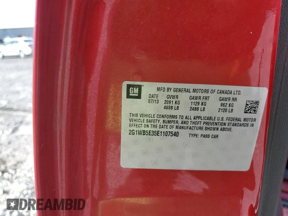 2014 Chevrolet Impala LT z VIN 2G1WB5E35E1107540, wystawiony jako Copart lot #56853005 z przebiegiem 247 375 mil mil oraz Szkoda całkowita • Salvage title. Historia ofert i sprzedaży dostępna na DreamBid. Obrazek 13.