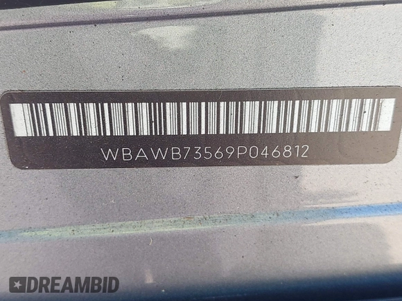 2009 BMW 3 Series 335i with VIN WBAWB73569P046812, listed as a IAAI auction lot 42734869 with Not provided miles and . Bid and sale history available at DreamBid. Image 9.