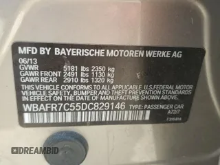 2013 BMW 5 Series 535i with VIN WBAFR7C55DC829146, listed as a Copart auction lot 64052095 with 94,358 mi miles and Salvage title. Bid and sale history available at DreamBid. Image 12.