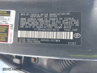 2009 Toyota Camry LE with VIN 4T1BK46K29U078610, listed as a IAAI auction lot 41597196 with 222,531 mi miles. Bid and sale history available at carsss.com. Image 9.