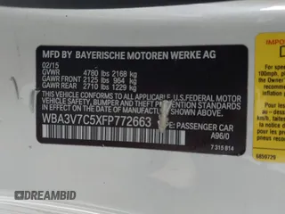 2015 BMW 4 Series 428i with VIN WBA3V7C5XFP772663, listed as a IAAI auction lot 42101012 with 75,901 mi miles and . Bid and sale history available at DreamBid. Image 9.