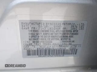 2019 Nissan Sentra S z VIN 3N1AB7AP6KY205658, wystawiony jako IAAI lot #42151392 z przebiegiem 80 395 mil mil oraz . Historia ofert i sprzedaży dostępna na DreamBid. Obrazek 9.