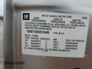 2006 GMC Envoy SLE z VIN 1GKET16S566124495, wystawiony jako Copart lot #58792765 z przebiegiem 186 867 mil mil oraz Czysty tytuł • Clean title. Historia ofert i sprzedaży dostępna na DreamBid. Obrazek 13.