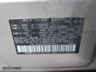 2016 Subaru Outback 2.5i with VIN 4S4BSAAC6G3203917, listed as a IAAI auction lot 41142987 with 159,555 mi miles. Bid and sale history available at carsss.com. Image 9.