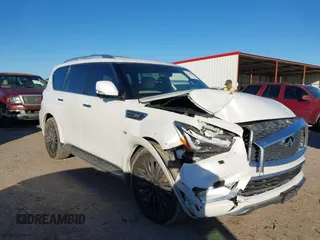 2019 Infiniti QX80 LUXE with VIN JN8AZ2NE5K9230629, listed as a IAAI auction lot 41218599 with 71,353 mi miles. Bid and sale history available at carsss.com. Image 1.
