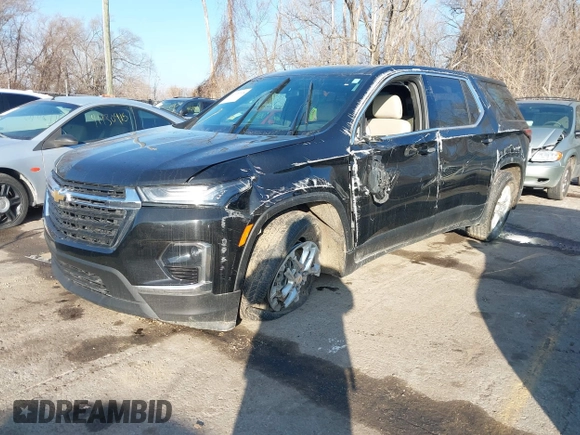 2022 Chevrolet Traverse LS with VIN 1GNERFKW1NJ100164, listed as a IAAI auction lot 41137708 with 49,805 mi miles and . Bid and sale history available at DreamBid. Image 2.