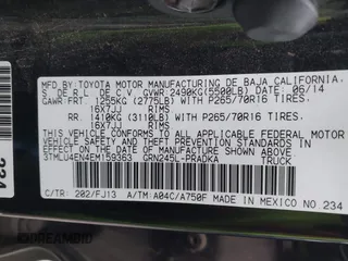 2014 Toyota Tacoma with VIN 3TMLU4EN4EM159363, listed as a IAAI auction lot 41337909 with 123,362 mi miles. Bid and sale history available at carsss.com. Image 9.
