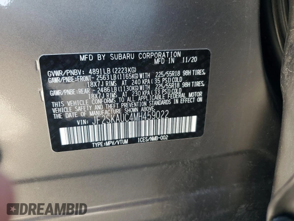 2021 Subaru Forester Limited with VIN JF2SKAUC4MH459022, listed as a Copart auction lot 76018934 with 27,175 mi miles and Clean Title. Bid and sale history available at carsss.com. Image 13.