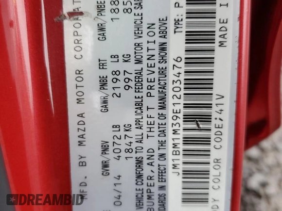 2014 Mazda 3 S Grand Touring z VIN JM1BM1M39E1203476, wystawiony jako Copart lot #50562325 z przebiegiem 76 462 mil mil oraz Szkoda całkowita • Salvage title. Historia ofert i sprzedaży dostępna na DreamBid. Obrazek 12.