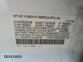 2018 Acura ILX Premium with VIN 19UDE2F72JA002560, listed as a Copart auction lot 78209234 with 59,109 mi miles and Non repairable. Bid and sale history available at DreamBid. Image 12.