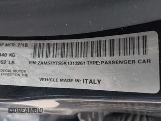 2019 Maserati Ghibli S Q4 GranSport z VIN ZAM57YTS5K1313261, wystawiony jako IAAI lot #42148257 z przebiegiem 47 282 mil mil oraz . Historia ofert i sprzedaży dostępna na DreamBid. Obrazek 9.