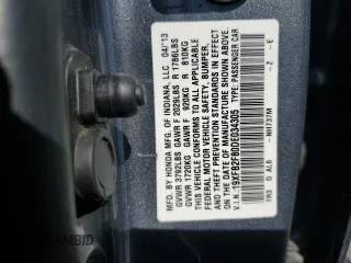 2013 Honda Civic EX with VIN 19XFB2F80DE034305, listed as a Copart auction lot 55426315 with 198,911 mi miles and Clean Title. Bid and sale history available at DreamBid. Image 12.