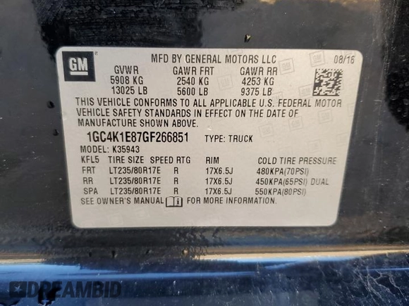 2016 Chevrolet Silverado 3500HD High Country with VIN 1GC4K1E87GF266851, listed as a Copart auction lot 88007765 with 393,263 mi miles and Salvage Title. Bid and sale history available at carsss.com. Image 12.