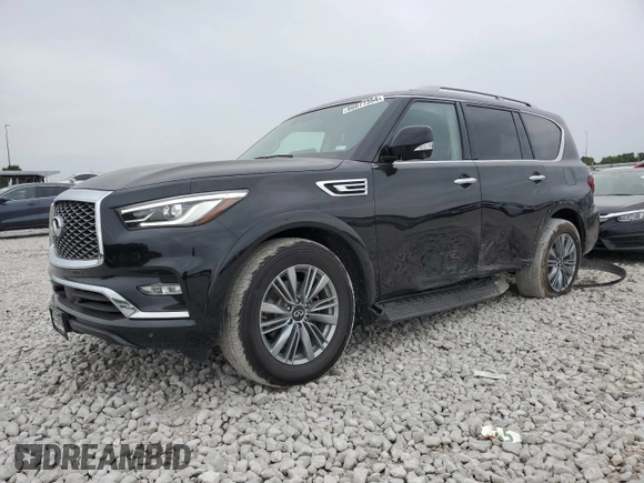 2022 Infiniti QX80 PREMIUM SELECT with VIN JN8AZ2AE1N9292782, listed as a Copart auction lot 66077354 with 55,075 mi miles and Salvage Title. Bid and sale history available at carsss.com. Image 1.