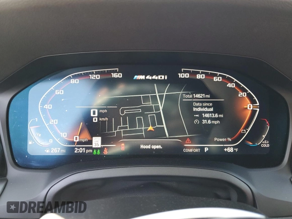 2023 BMW 4 Series M440i with VIN WBA53AT09PCM38259, listed as a Copart auction lot 44629515 with 14,621 mi miles and Salvage Title. Bid and sale history available at DreamBid. Image 9.
