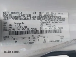 2017 Ford Focus SE with VIN 1FADP3FEXHL233966, listed as a IAAI auction lot 42220832 with 70,197 mi miles and . Bid and sale history available at carsss.com. Image 9.