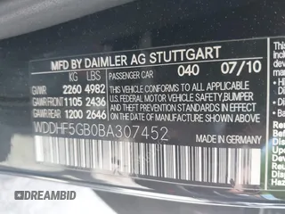 2011 Mercedes-Benz E 350 Luxury z VIN WDDHF5GB0BA307452, wystawiony jako IAAI lot #42151120 z przebiegiem 129 745 mil mil oraz . Historia ofert i sprzedaży dostępna na DreamBid. Obrazek 9.
