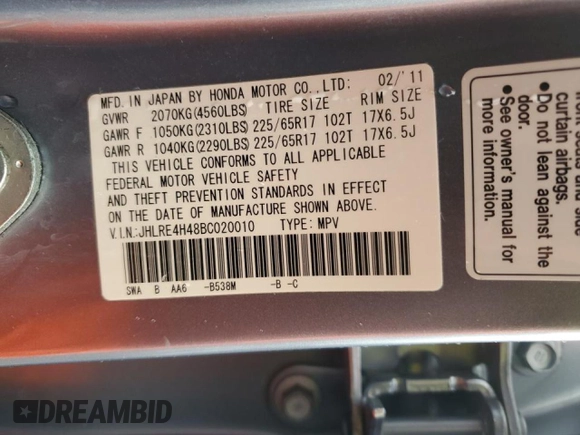 2011 Honda CR-V SE with VIN JHLRE4H48BC020010, listed as a Copart auction lot 48876515 with 130,154 mi miles and Salvage Title. Bid and sale history available at carsss.com. Image 13.