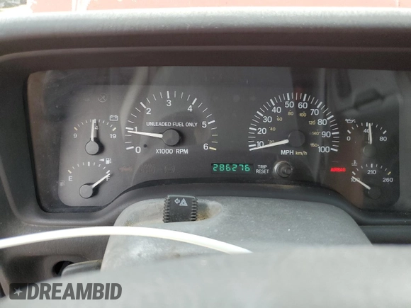 1999 Jeep Cherokee Sport with VIN 1J4FT68S2XL580915, listed as a Copart auction lot 50374875 with 286,276 mi miles and Salvage Title. Bid and sale history available at carsss.com. Image 9.