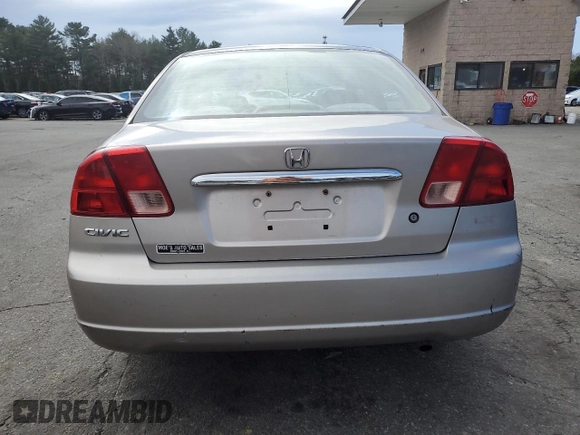 2001 Honda Civic LX with VIN 2HGES16541H601287, listed as a Copart auction lot 49763355 with 141,330 mi miles and Salvage Title. Bid and sale history available at carsss.com. Image 6.