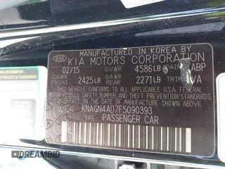 2015 Kia Optima EX with VIN KNAGN4AD7F5090393, listed as a IAAI auction lot 42632332 with 205,227 mi miles and . Bid and sale history available at DreamBid. Image 9.