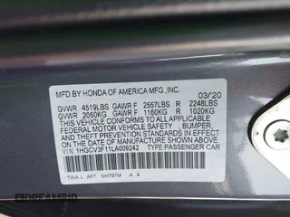 2020 Honda Accord with VIN 1HGCV3F11LA009242, listed as a IAAI auction lot 41516135 with 62,725 mi miles and . Bid and sale history available at DreamBid. Image 9.