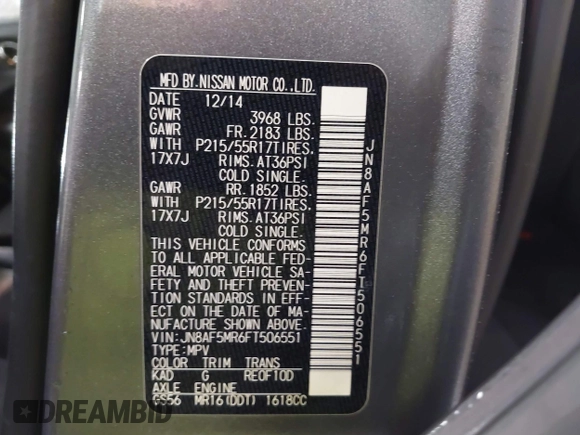 2015 Nissan Juke S with VIN JN8AF5MR6FT506551, listed as a IAAI auction lot 41387700 with 110,041 mi miles and . Bid and sale history available at DreamBid. Image 9.