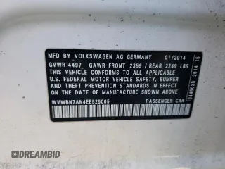 2014 Volkswagen CC Sport with VIN WVWBN7AN4EE525005, listed as a Copart auction lot 41372125 with 104,646 mi miles and Salvage Title. Bid and sale history available at carsss.com. Image 13.