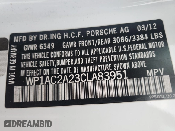 2012 Porsche Cayenne Turbo z VIN WP1AC2A23CLA83951, wystawiony jako Copart lot #82380594 z przebiegiem Nie podano mil oraz Szkoda całkowita • Salvage title. Historia ofert i sprzedaży dostępna na DreamBid. Obrazek 14.
