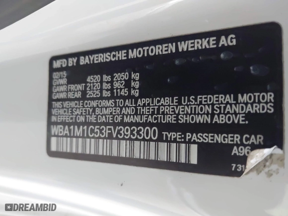 2015 BMW 2 Series M235i with VIN WBA1M1C53FV393300, listed as a IAAI auction lot 41926019 with 180,949 mi miles. Bid and sale history available at carsss.com. Image 9.