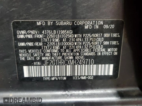 2021 Subaru Crosstrek Special Sports z VIN JF2GTHRCXMH249710, wystawiony jako Copart lot #60346105 z przebiegiem Nie podano mil oraz Szkoda całkowita • Salvage title. Historia ofert i sprzedaży dostępna na DreamBid. Obrazek 14.