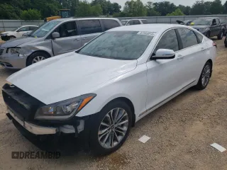 2015 Hyundai Genesis 3.8L with VIN KMHGN4JE4FU074665, listed as a Copart auction lot 57383014 with 120,469 mi miles and Salvage Title. Bid and sale history available at carsss.com. Image 1.