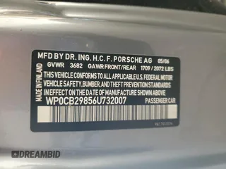 2006 Porsche Boxster S with VIN WP0CB29856U732007, listed as a Copart auction lot 81413634 with Not provided miles and Salvage title. Bid and sale history available at DreamBid. Image 12.