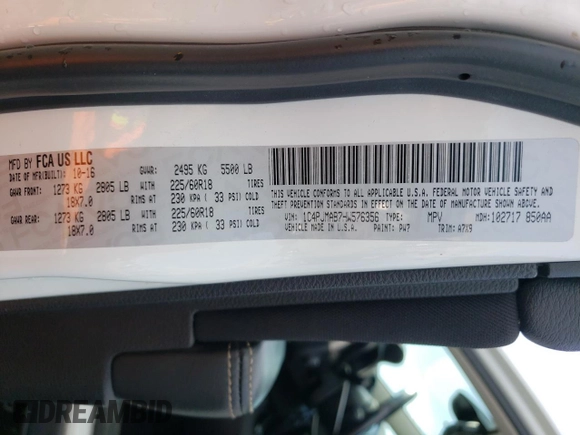 2017 Jeep Cherokee Sport with VIN 1C4PJMAB7HW576356, listed as a Copart auction lot 52159205 with 87,812 mi miles and Salvage Title. Bid and sale history available at carsss.com. Image 14.
