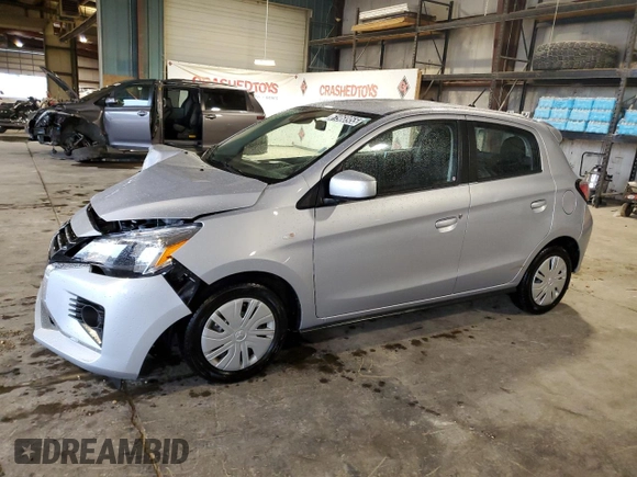 2024 Mitsubishi Mirage ES with VIN ML32AUHJ3RH017533, listed as a Copart auction lot 61968955 with 15,596 mi miles and Salvage title. Bid and sale history available at DreamBid. Image 1.