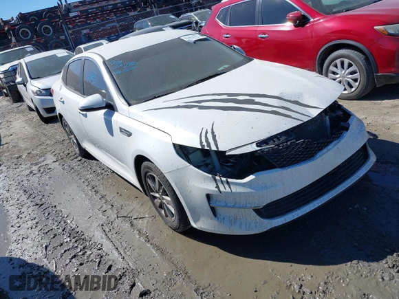 2016 Kia Optima LX with VIN KNAGT4L39G5073865, listed as a IAAI auction lot 41675211 with 120,751 mi miles. Bid and sale history available at carsss.com. Image 1.