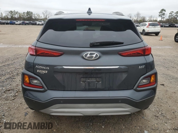 2021 Hyundai Kona Ultimate with VIN KM8K53A55MU665296, listed as a Copart auction lot 87856885 with 28,574 mi miles and Salvage Title. Bid and sale history available at carsss.com. Image 6.