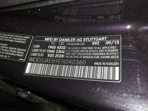 2014 Mercedes-Benz CLA 250 с VIN WDDSJ4EB9EN040360, выставлен на аукционе IAAI как лот 42110704 с пробегом 88 263 миль миль и . История ставок и продаж доступна на DreamBid. Изображение 9.