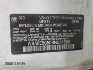 2017 BMW 3 Series 320i xDrive z VIN WBA8E5G50HNU41500, wystawiony jako Copart lot #61642765 z przebiegiem 156 574 mil mil oraz Czysty tytuł • Clean title. Historia ofert i sprzedaży dostępna na DreamBid. Obrazek 12.