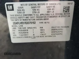 2012 GMC Terrain SLT-1 with VIN 2GKFLVE57C6379162, listed as a Copart auction lot 43309175 with 145,588 mi miles and Salvage Title. Bid and sale history available at carsss.com. Image 13.