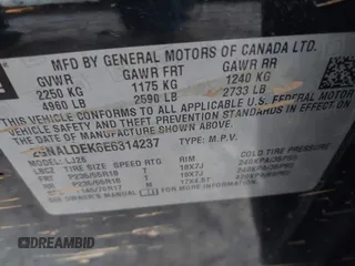 2014 Chevrolet Equinox LTZ with VIN 2GNALDEK6E6314237, listed as a IAAI auction lot 42053653 with 153,799 mi miles. Bid and sale history available at carsss.com. Image 9.