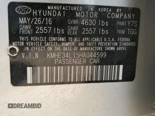 2017 Hyundai Sonata Hybrid Limited with VIN KMHE34L15HA044599, listed as a Copart auction lot 54274143 with 106,525 mi miles. Bid and sale history available at carsss.com. Image 12.
