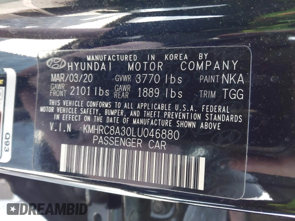 2020 Hyundai Venue SEL z VIN KMHRC8A30LU046880, wystawiony jako IAAI lot #41853894 z przebiegiem 65 907 mil mil oraz . Historia ofert i sprzedaży dostępna na DreamBid. Obrazek 9.